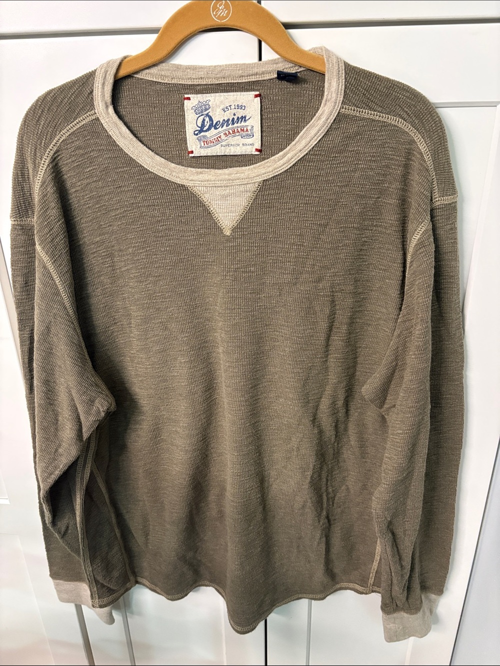 Tommy Bahama Denim Men's Thermal Long Sleeve Waffle Knit Crewneck Shirt